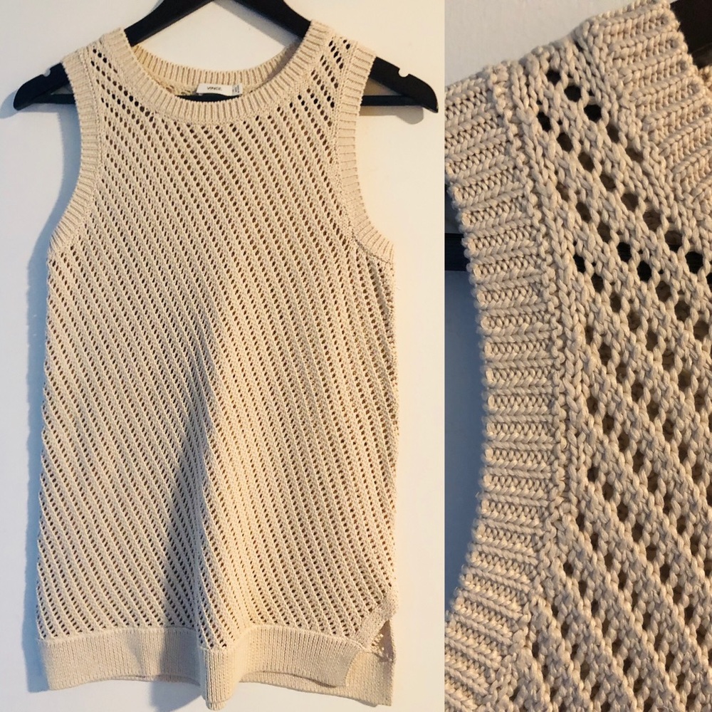 Vince oversized beige tan knit tunic top